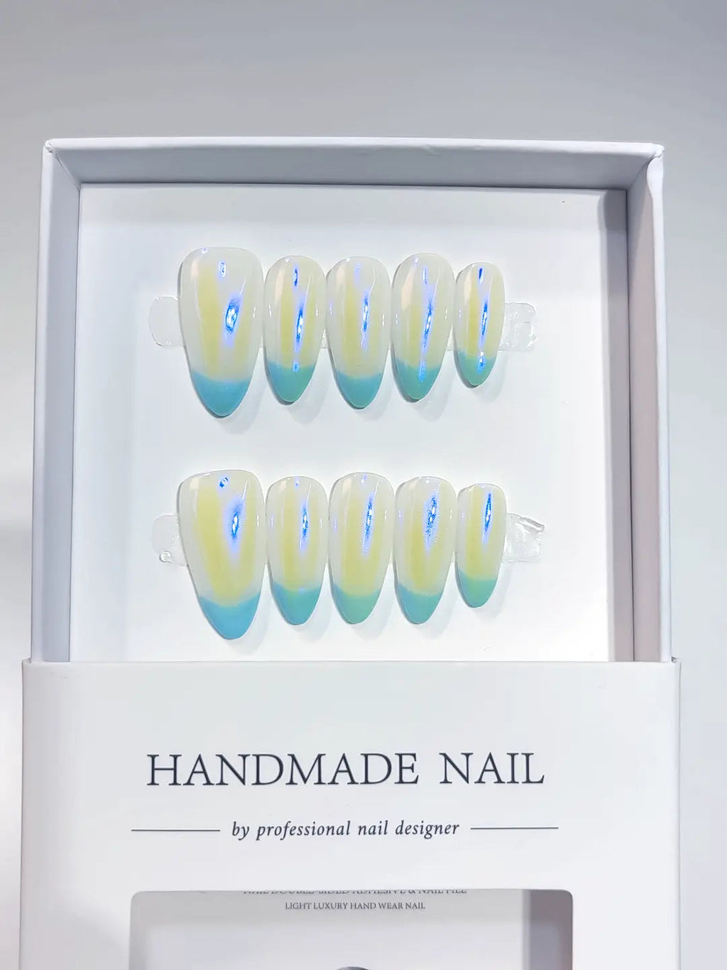 A064 - Medium Multicolor Almond French tip VibeNailsLab