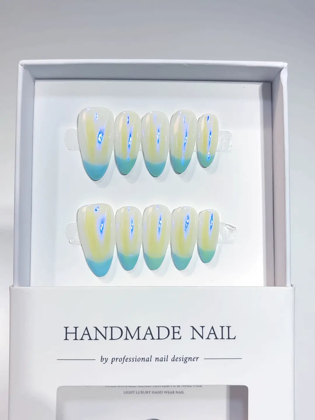 A064 - Medium Multicolor Almond French tip VibeNailsLab