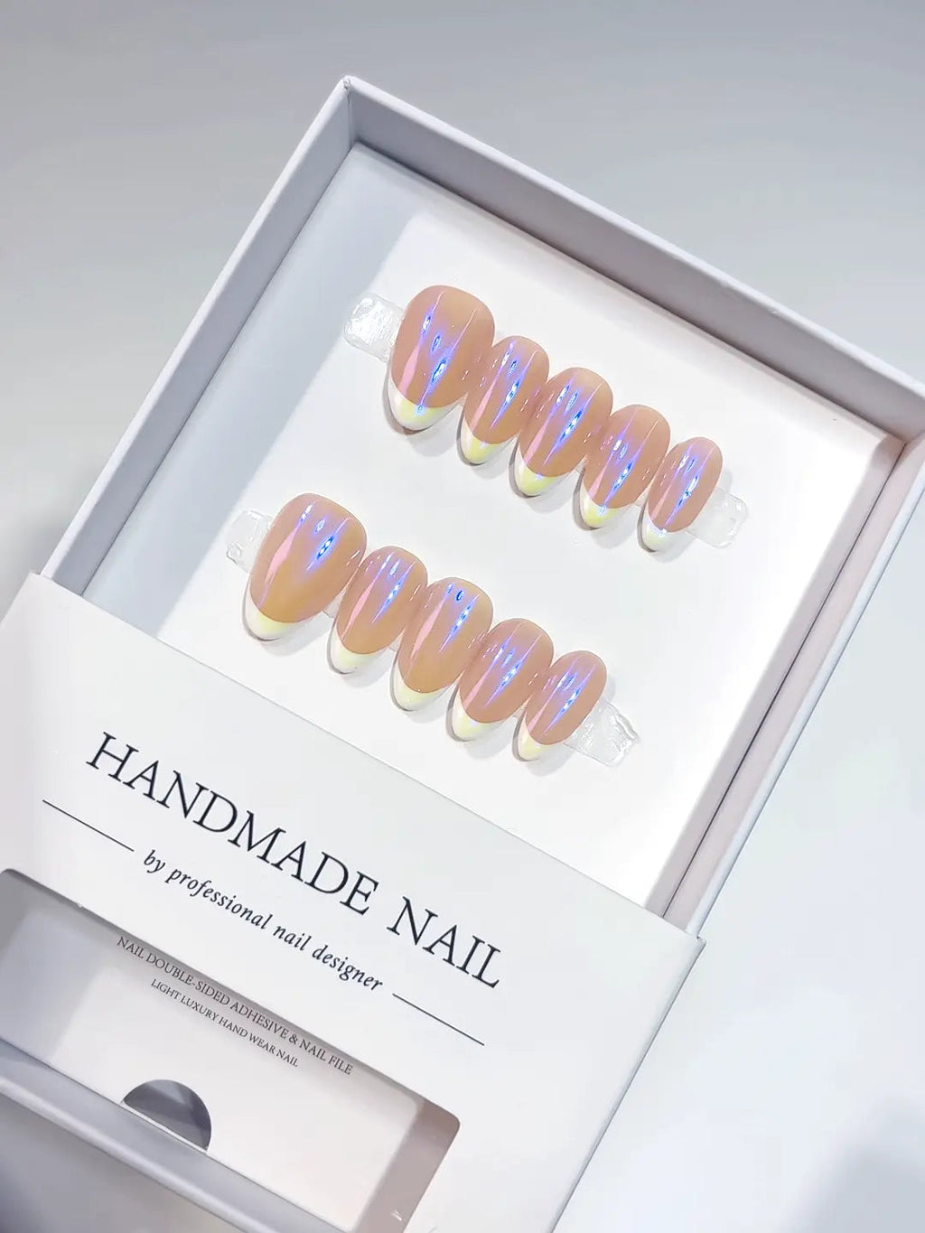 A065 - Short Purple Multicolor Almond French tip VibeNailsLab