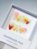 D420 - Medium White Yellow Almond Abstract Flower Dot Pattern