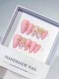 D422 - Medium Pink Nude Almond Solid color Flower Star