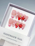 D447 - Medium Pink Red Almond Abstract Flower Star