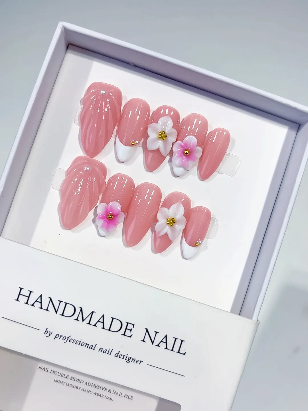 D457 - Medium Pink White Almond Solid color Flower