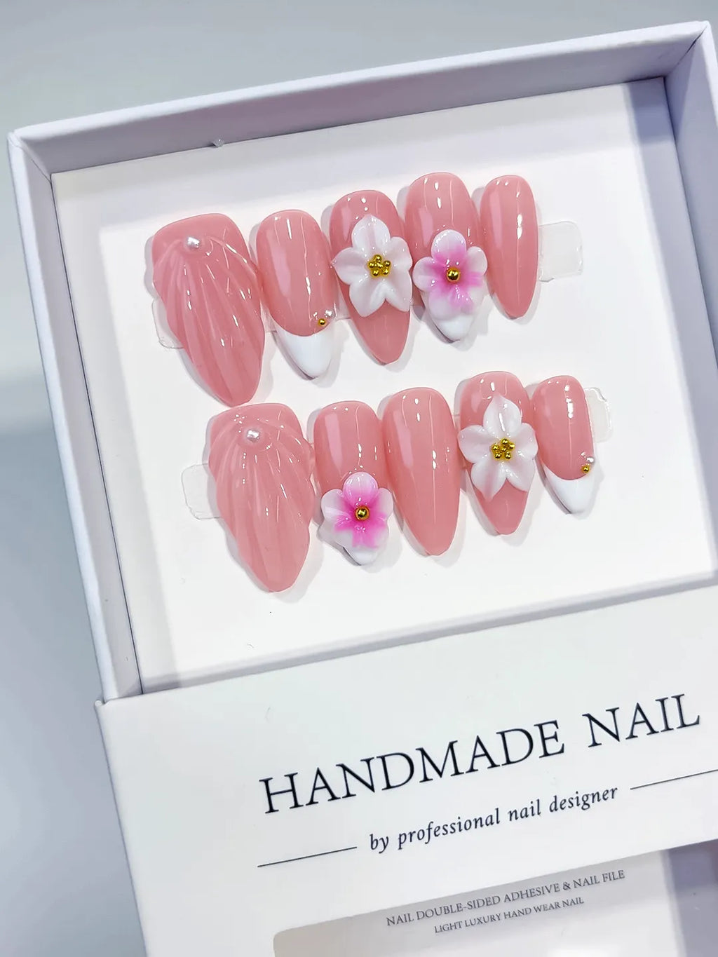 D457 - Medium Pink White Almond Solid color Flower