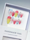 D460 - Medium Nude White Almond French tip Flower Bow