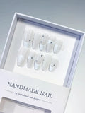 D480 - Medium White Almond Solid color Rhinestone Shell