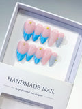 D503 - Medium Pink Blue Almond Ombre Star Shell