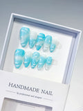 D520 - Medium Blue White Almond Metallic Star