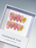 D527 - Medium Nude Pink Almond Abstract Flower Shell