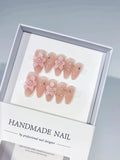 D548 - Medium Nude Pink Almond Solid color Flower Pearl