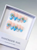 D566 - Medium Nude Blue Almond Abstract Heart Shell