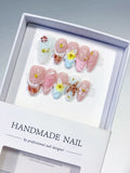 D581 - Medium Pink White Almond Abstract Flower Shell