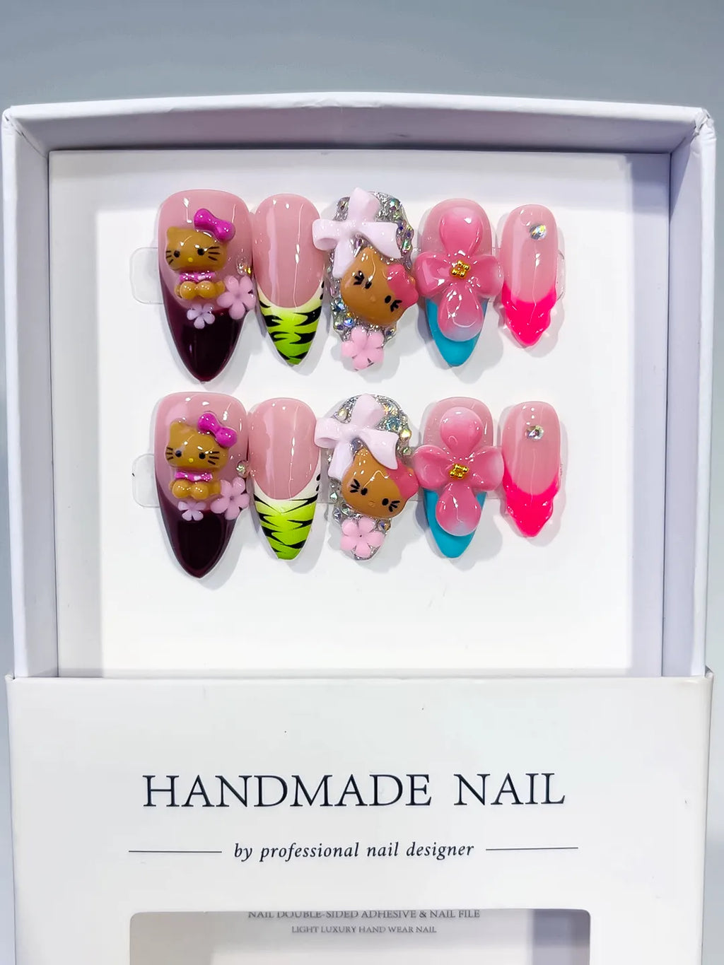 D588 - Medium Pink Black Almond Abstract Flower Character