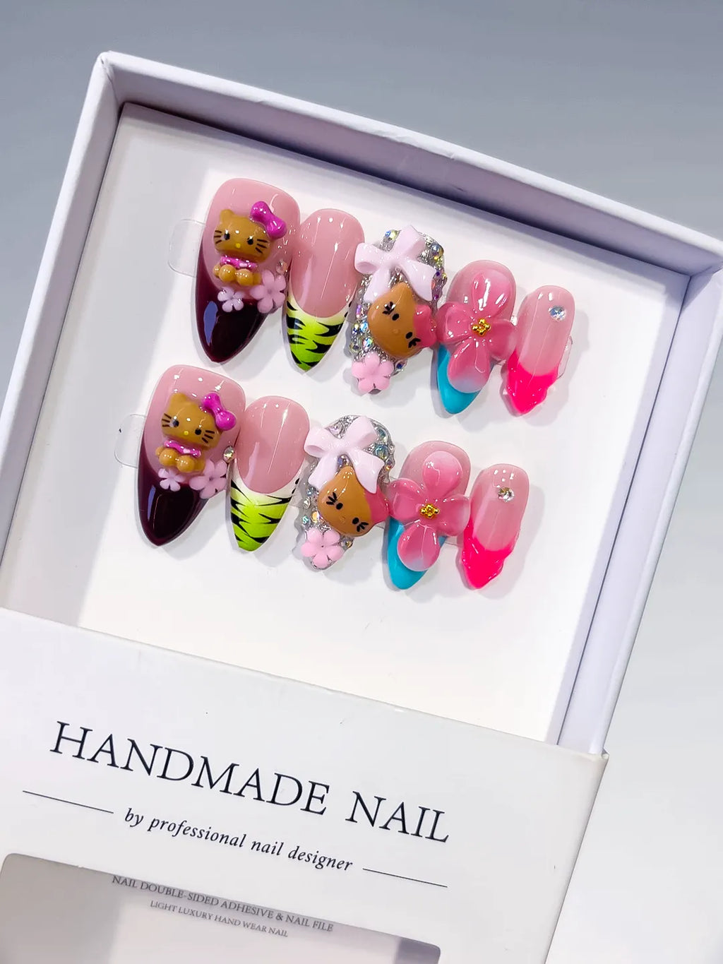 D588 - Medium Pink Black Almond Abstract Flower Character
