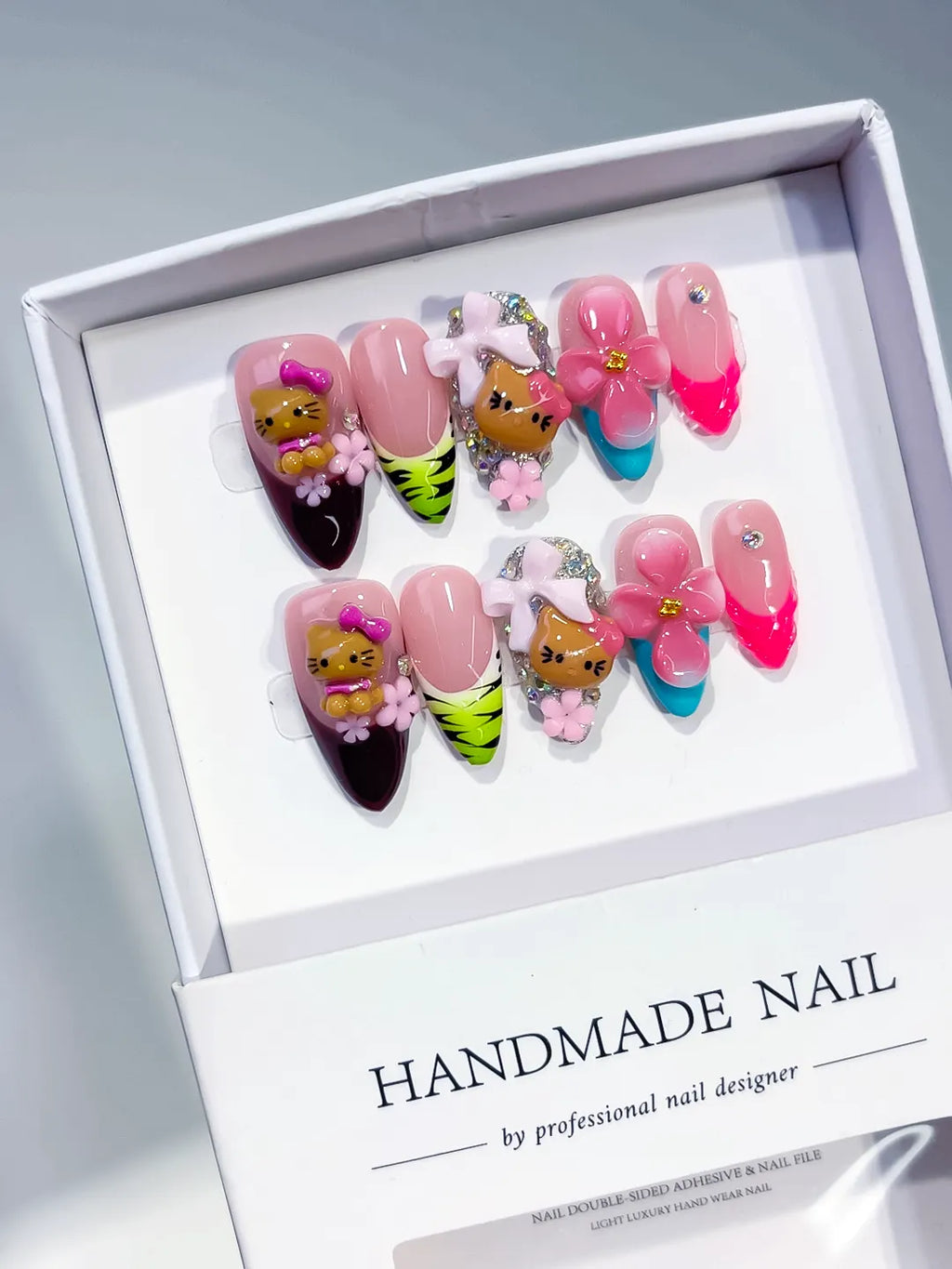 D588 - Medium Pink Black Almond Abstract Flower Character