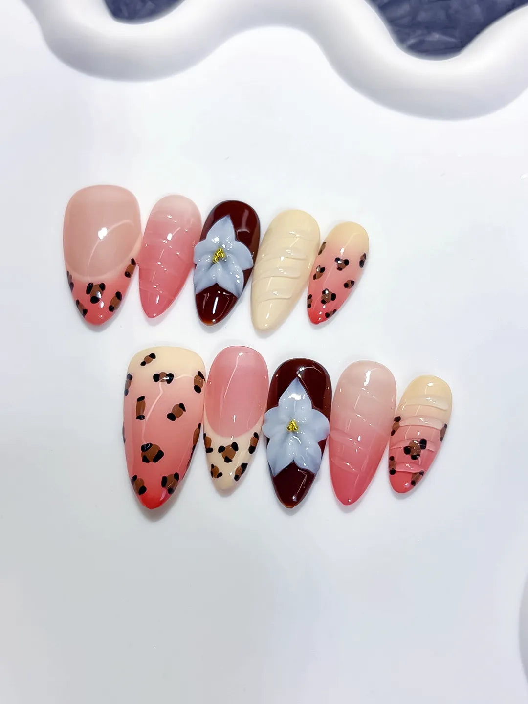 D596 - Medium Pink Red Almond Abstract Flower Animal Print