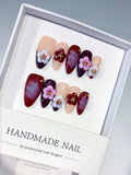 D597 - Medium Nude Red Almond Abstract Flower Shell