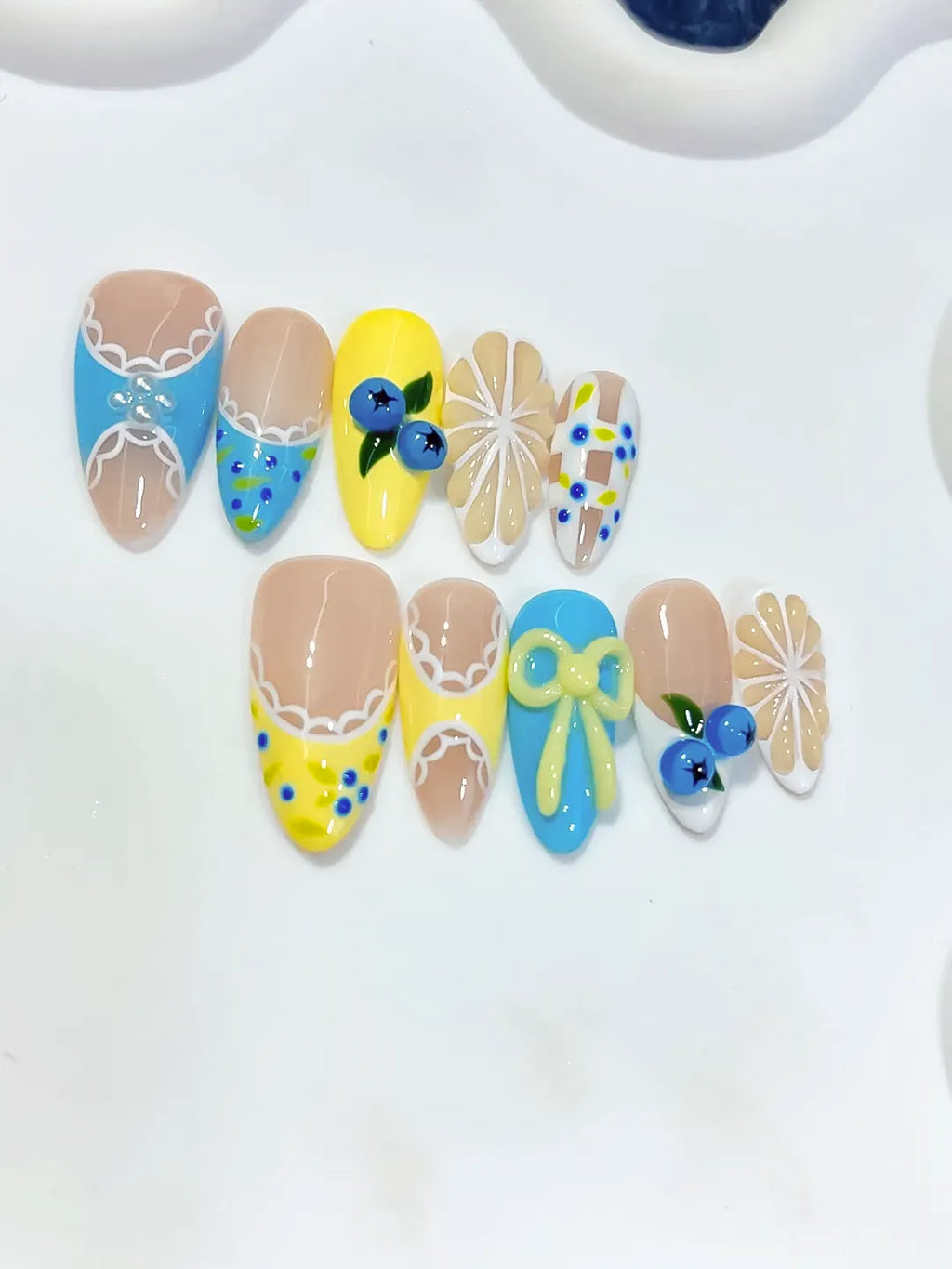 D607 - Medium Nude Yellow Almond Abstract Fruit Bow