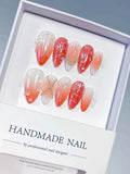 D614 - Medium White Orange Almond Ombre Shell Pearl
