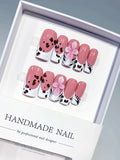 D631 - Medium Pink White Square Abstract Flower Animal Print VibeNailsLab