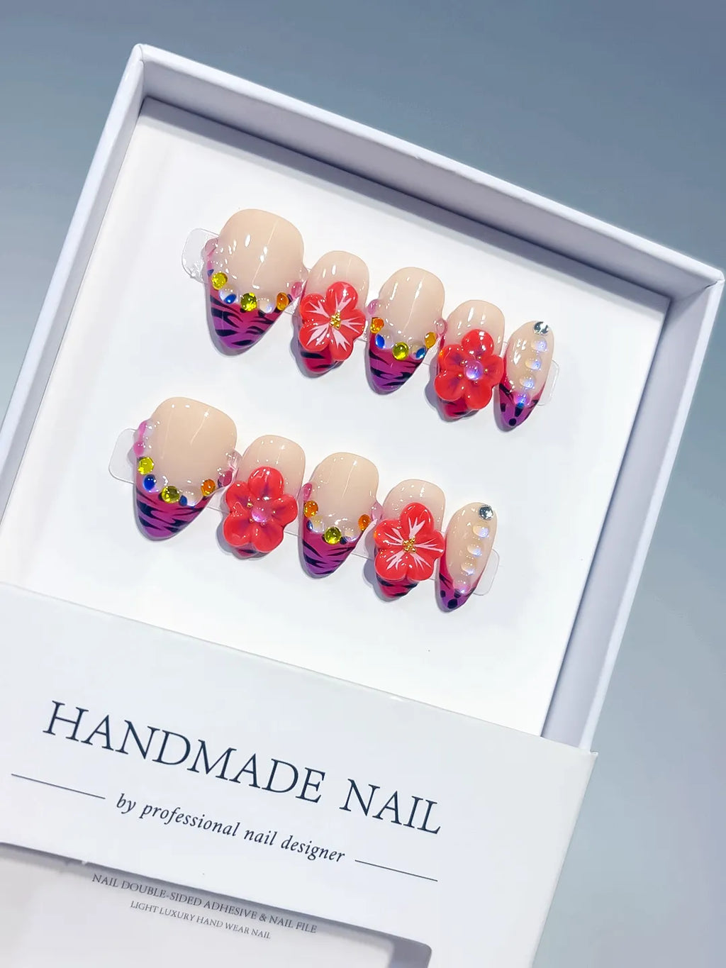 D634 - Short Nude Pink Oval Abstract Flower Animal Print