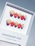 D634 - Short Nude Pink Oval Abstract Flower Animal Print