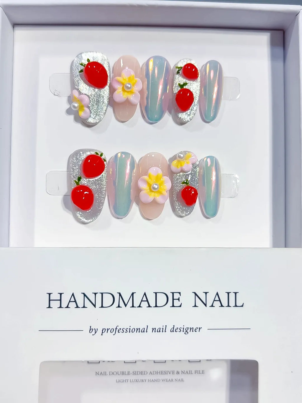 D639 - Medium Silver Nude Oval Glitter Flower Fruit