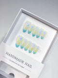 A064 - Medium Multicolor Almond French tip VibeNailsLab