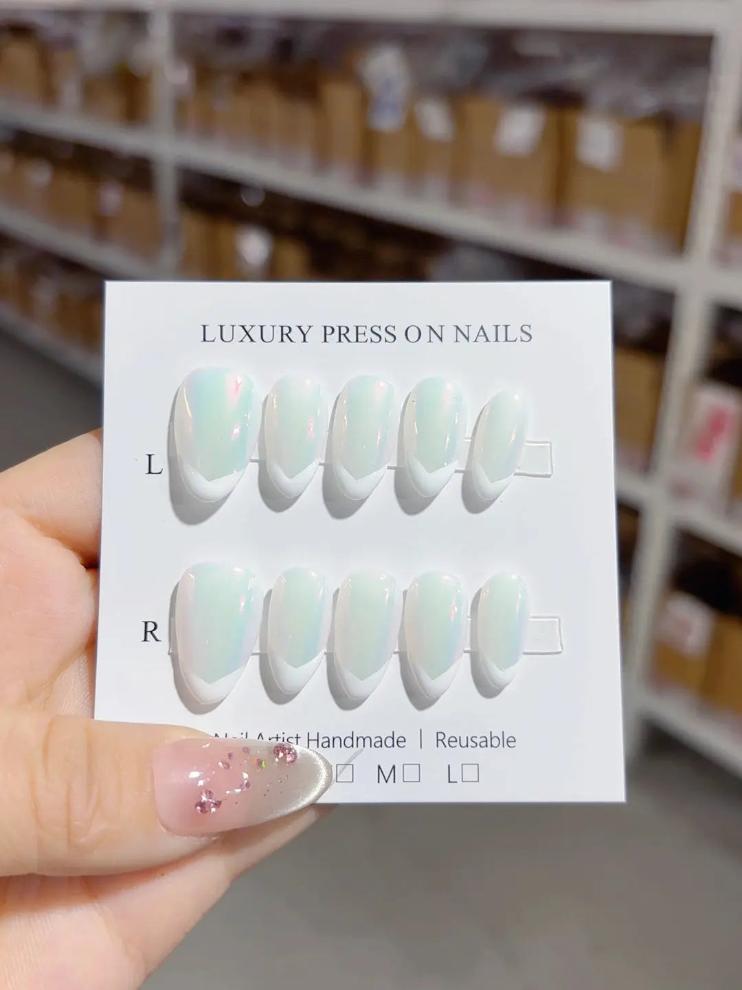 A040 - Short White Almond French tip VibeNailsLab