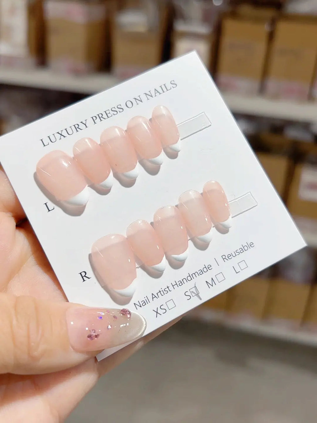 A048 - Short Nude Almond French tip VibeNailsLab