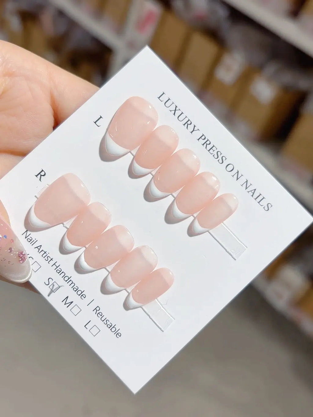 A048 - Short Nude Almond French tip VibeNailsLab