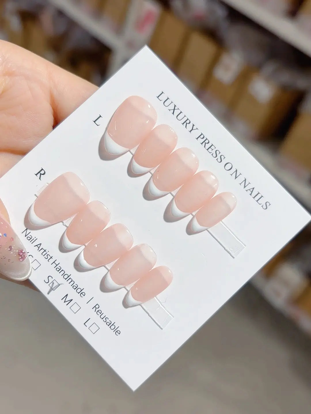 A048 - Short Nude Almond French tip VibeNailsLab