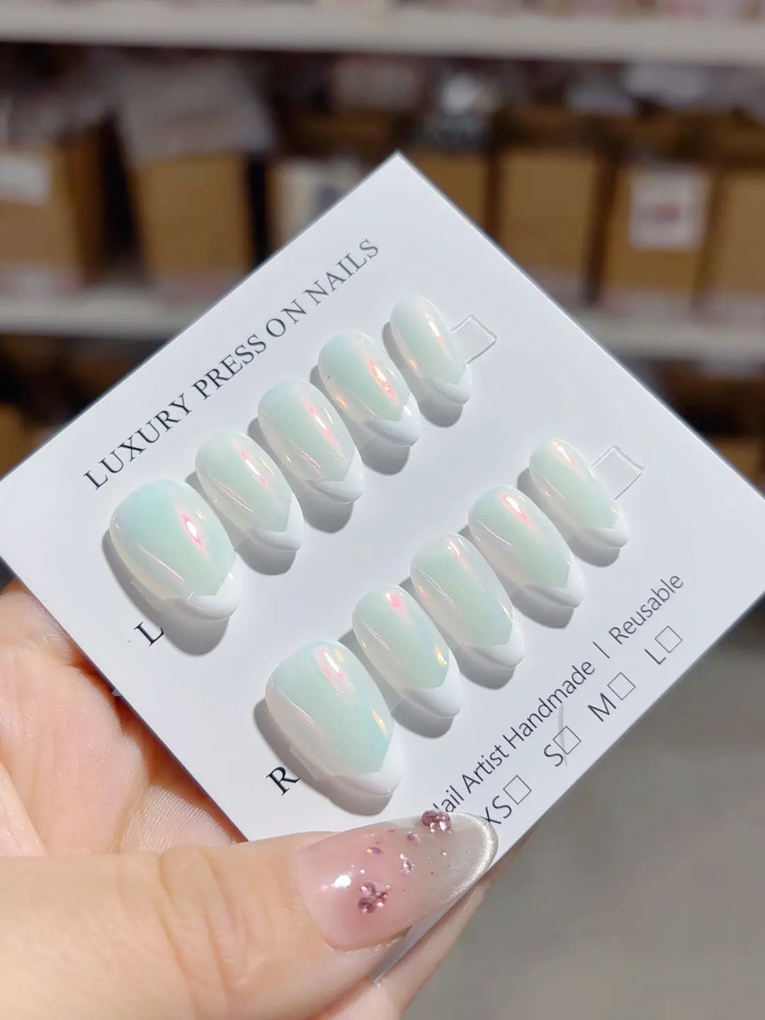 A040 - Short White Almond French tip VibeNailsLab