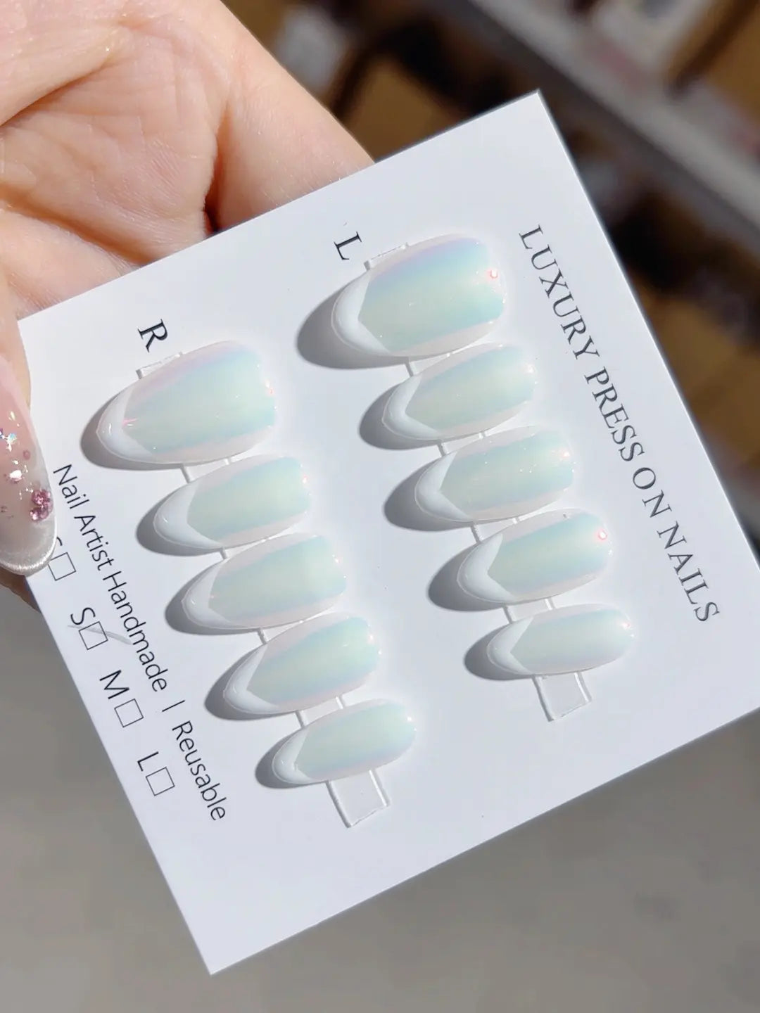 A040 - Short White Almond French tip VibeNailsLab