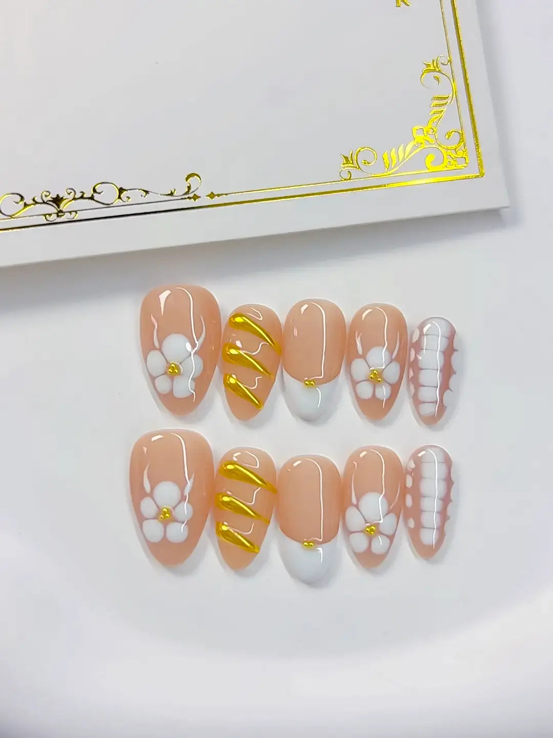 C369 - Short Nude Almond Solid color Flower