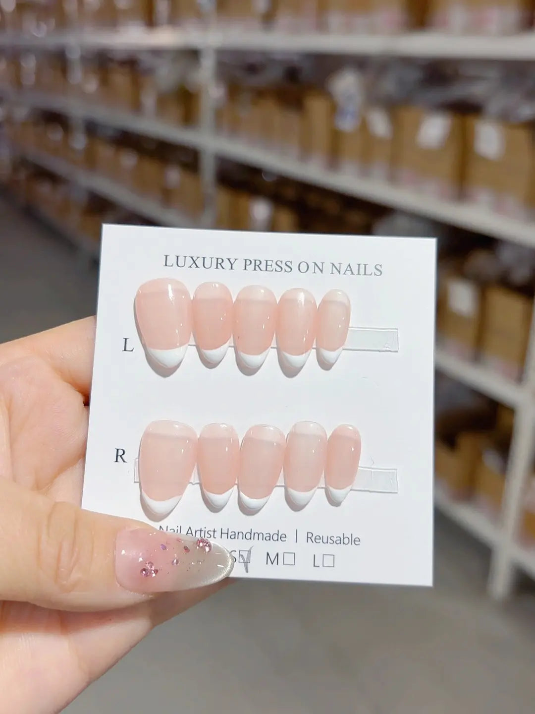 A048 - Short Nude Almond French tip VibeNailsLab