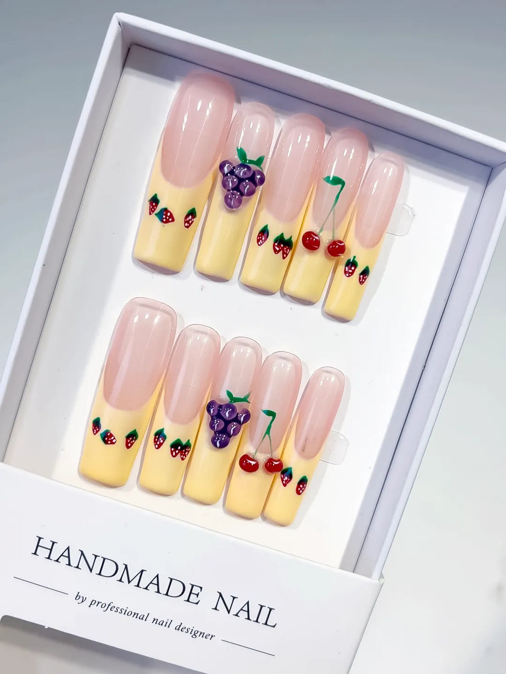 JSA01 - Long Nude Yellow Square Floral Grape Cherry