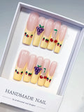 JSA01 - Long Nude Yellow Square Floral Grape Cherry