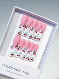JSA06 - Long Pink White Square Floral Cherry