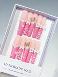 JSA08 - Long Pink White Square Ombre Butterfly Bow