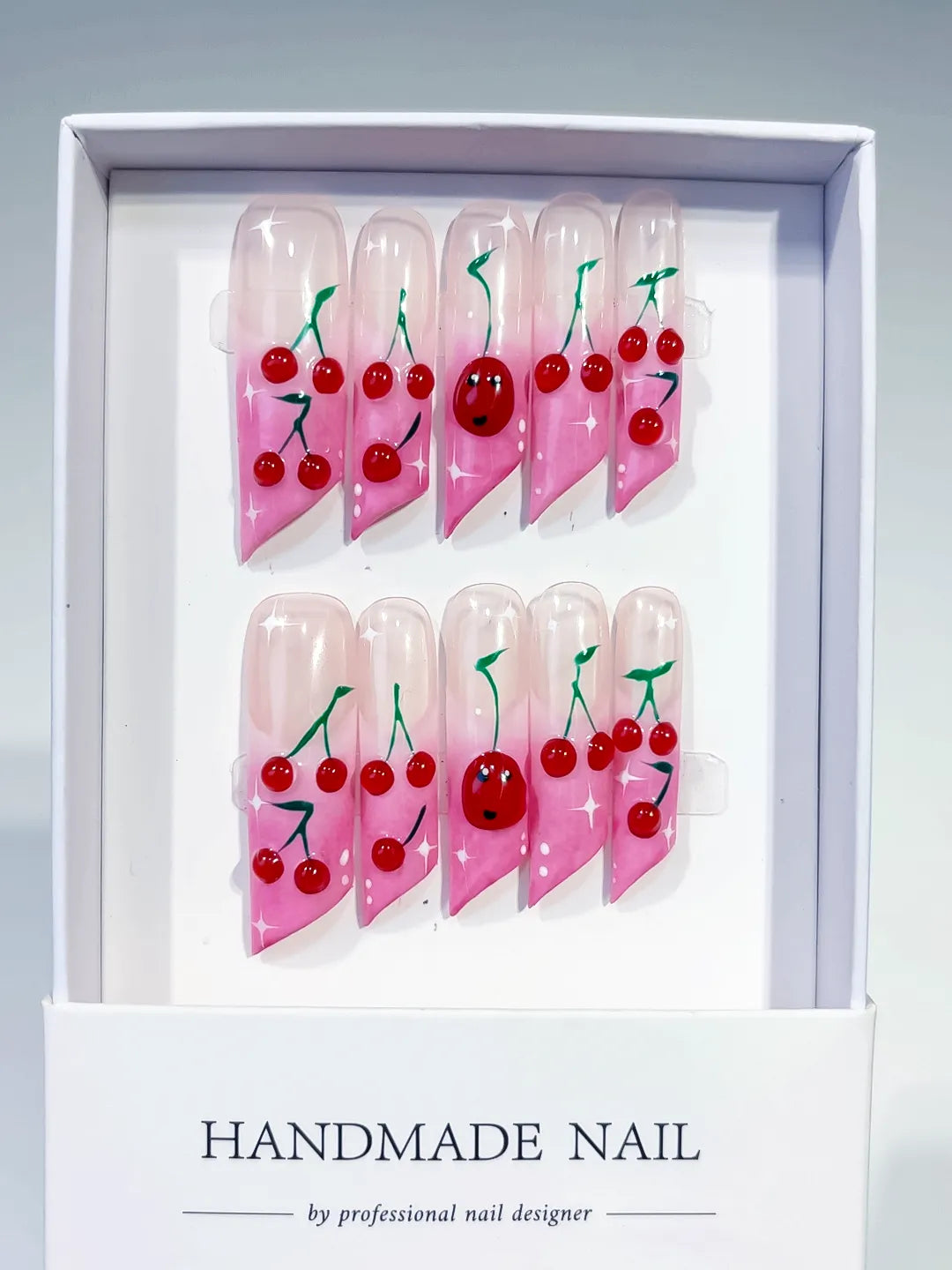 JSA20 - Long Pink Red Square Floral Cherry Face