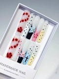 JSA25 - Long White Red Square Abstract Flower Cross