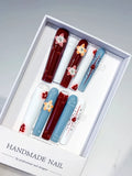 JSB08 - Long Red White Square Abstract Flower Dot