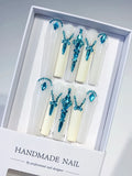 K002 - Long White Blue Square Solid color Rhinestone Chain