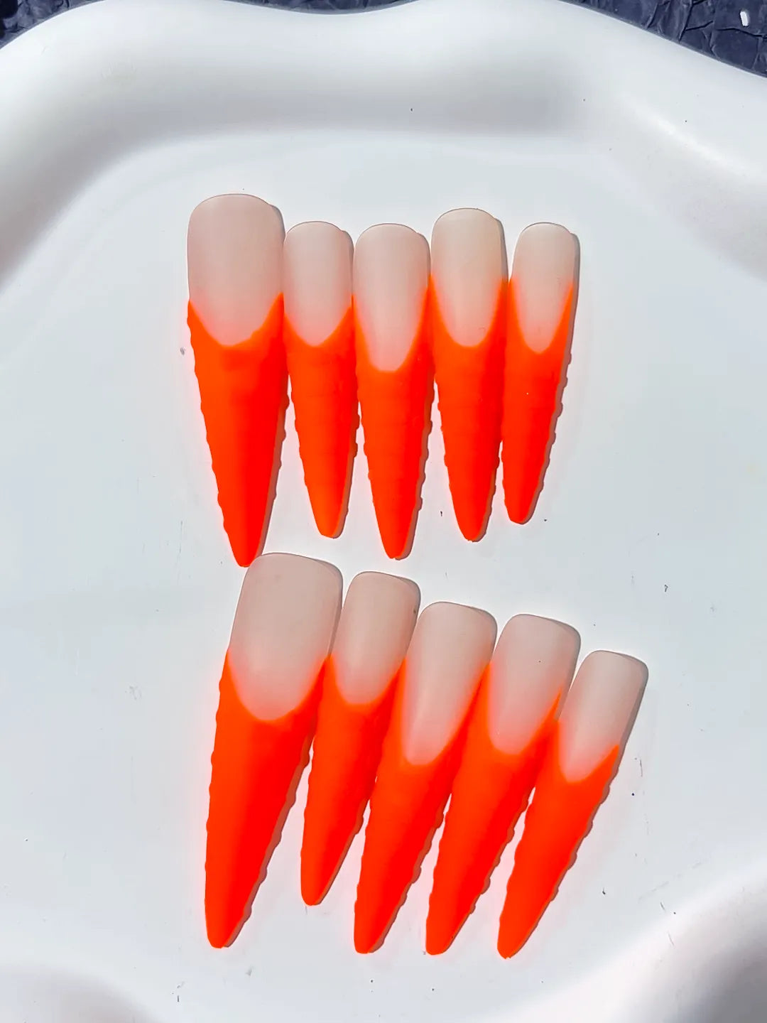 K004 - Long Orange Nude Stiletto Ombre