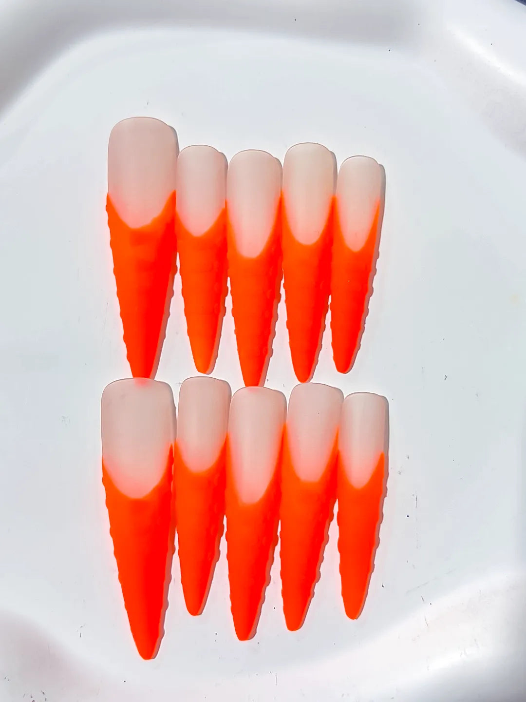 K004 - Long Orange Nude Stiletto Ombre
