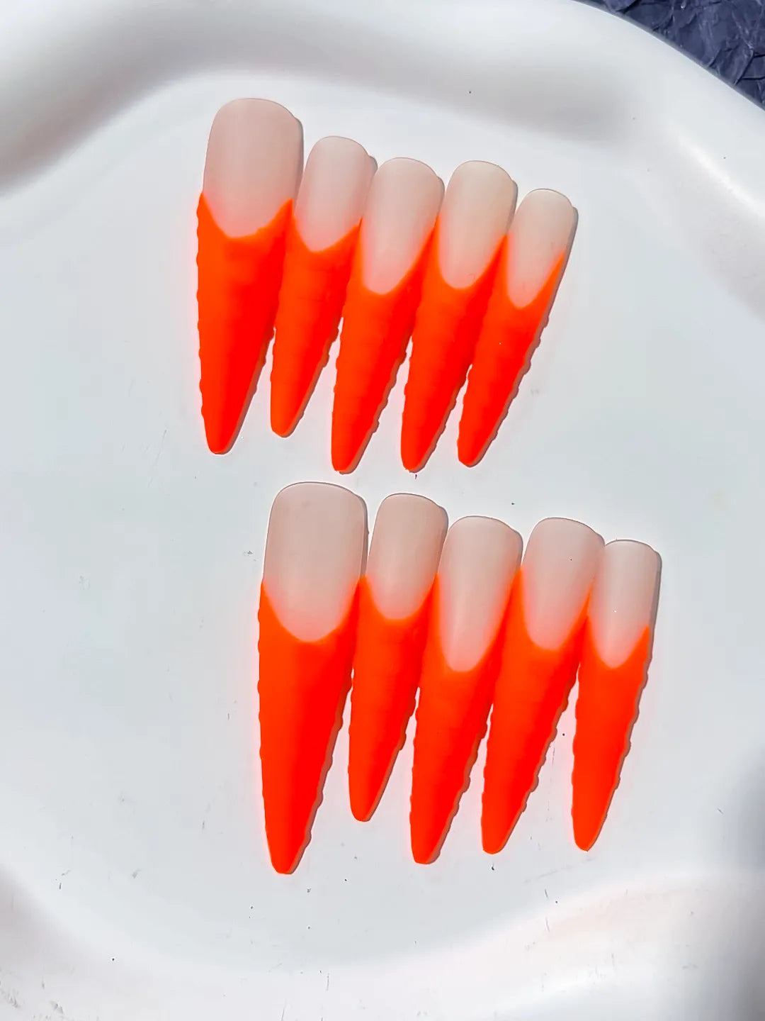 K004 - Long Orange Nude Stiletto Ombre