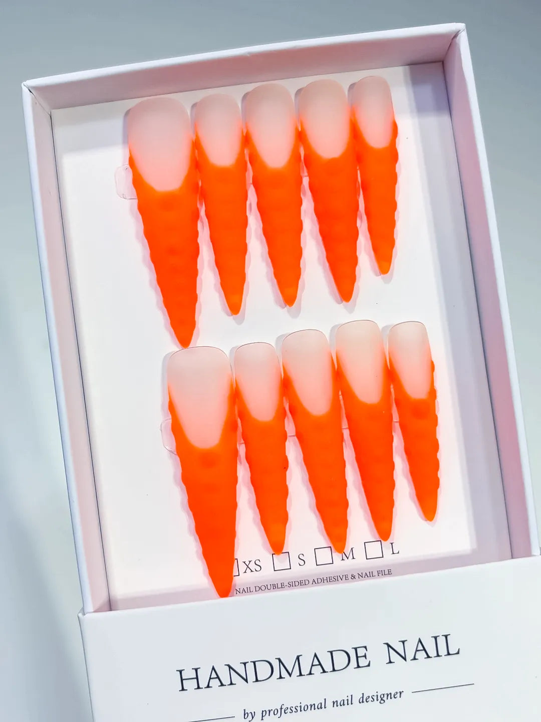 K004 - Long Orange Nude Stiletto Ombre
