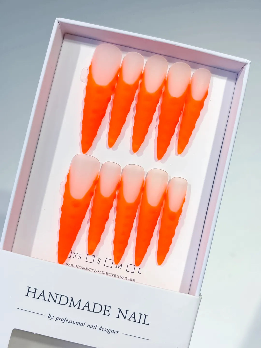 K004 - Long Orange Nude Stiletto Ombre
