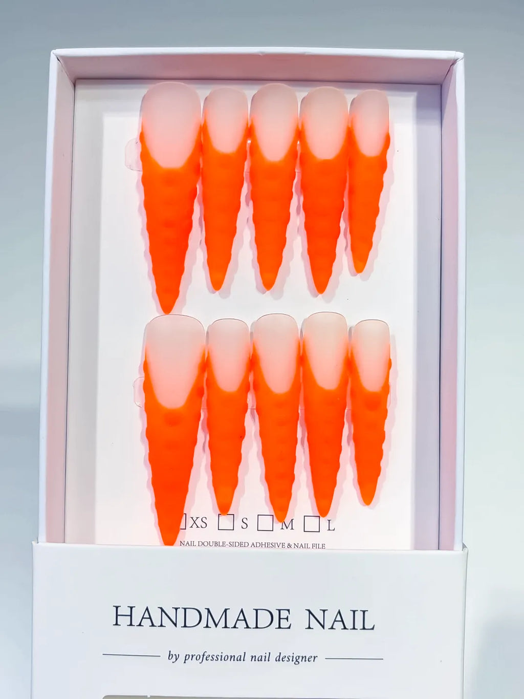 K004 - Long Orange Nude Stiletto Ombre